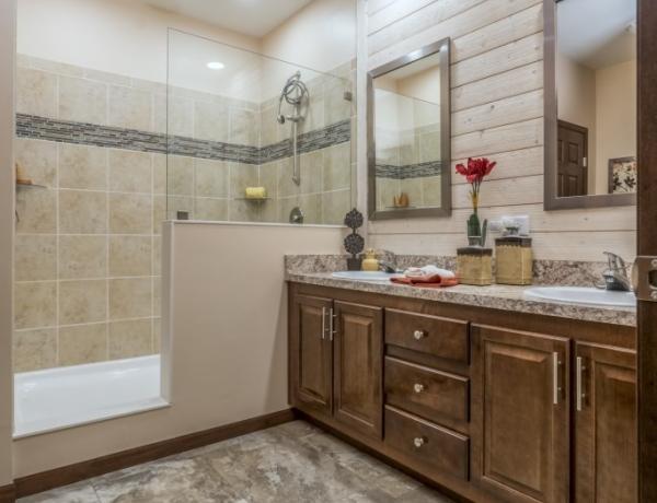 Manufacture homes offer elegant bathrooms.