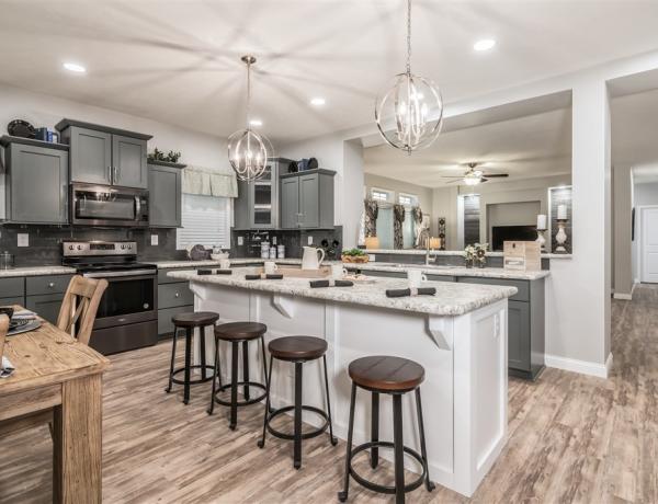 Manufactured Housing kitchen with bar.