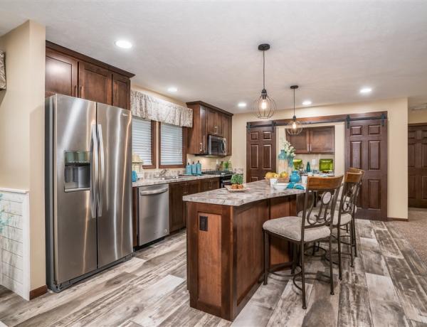 Dining area of an affordable manufactured home.