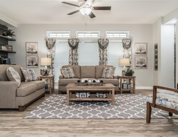 Living room of a typical manufactured home.